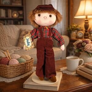 Vintage Russ Berrie Dollies 12″ Rare Jody Boy Doll Corduroy Overalls